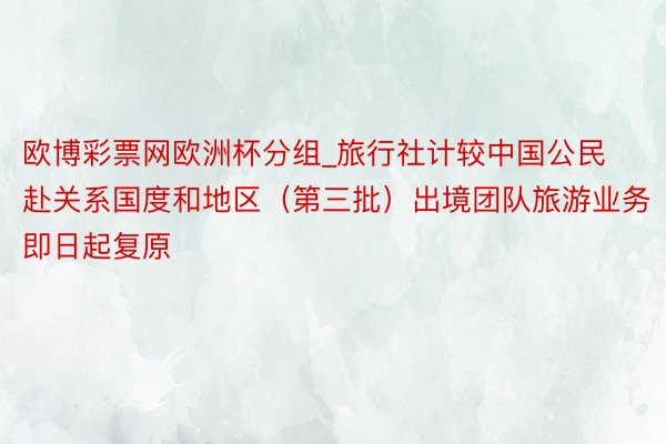 欧博彩票网欧洲杯分组_旅行社计较中国公民赴关系国度和地区（第三批）出境团队旅游业务即日起复原