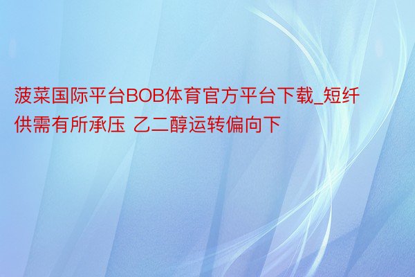 菠菜国际平台BOB体育官方平台下载_短纤供需有所承压 乙二醇运转偏向下