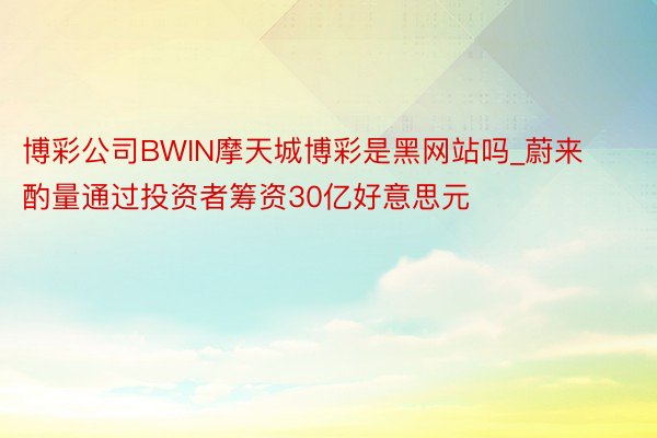 博彩公司BWIN摩天城博彩是黑网站吗_蔚来酌量通过投资者筹资30亿好意思元